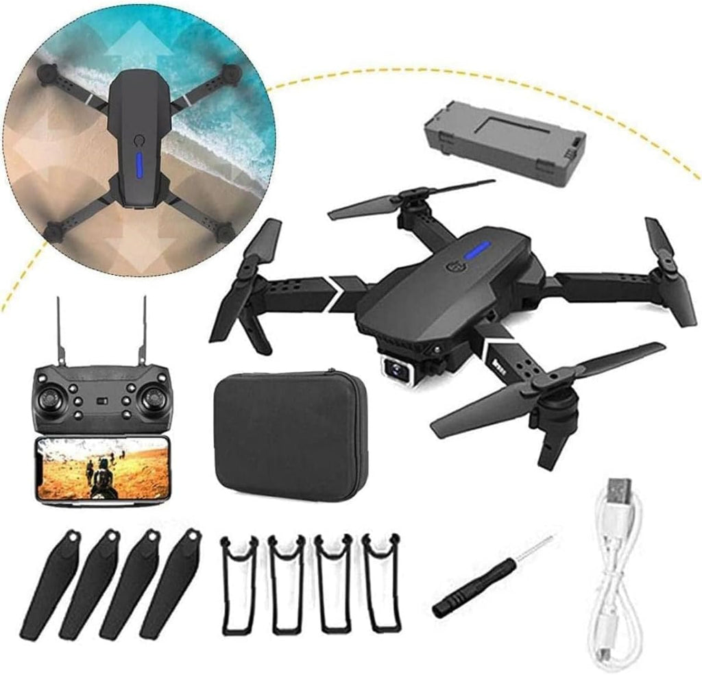 E88 Pro Foldable RC Drone with Dual 4K HD Cameras – WiFi FPV, Altitude Hold, Headless Mode, App Control