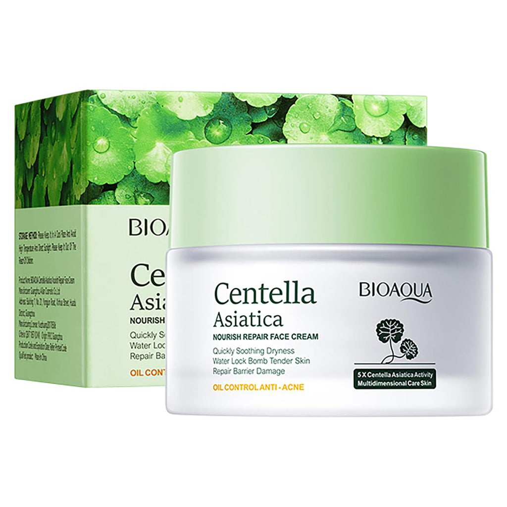 BIOAQUA Centella Asiatica Nourish Repair Face Cream 50g – Deep Moisturizing, Oil Control, Anti-Acne, and Skin Rejuvenation for All Skin Types