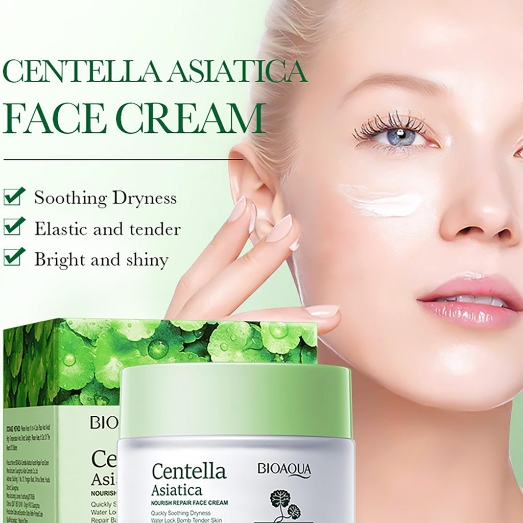 BIOAQUA Centella Asiatica Nourish Repair Face Cream 50g – Deep Moisturizing, Oil Control, Anti-Acne, and Skin Rejuvenation for All Skin Types
