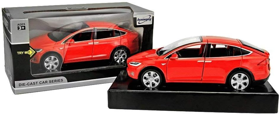 Tesla Diecast Model Car with Sound & Light – 1:24 Scale Alloy Pull-Back Toy for Kids & Collectors
