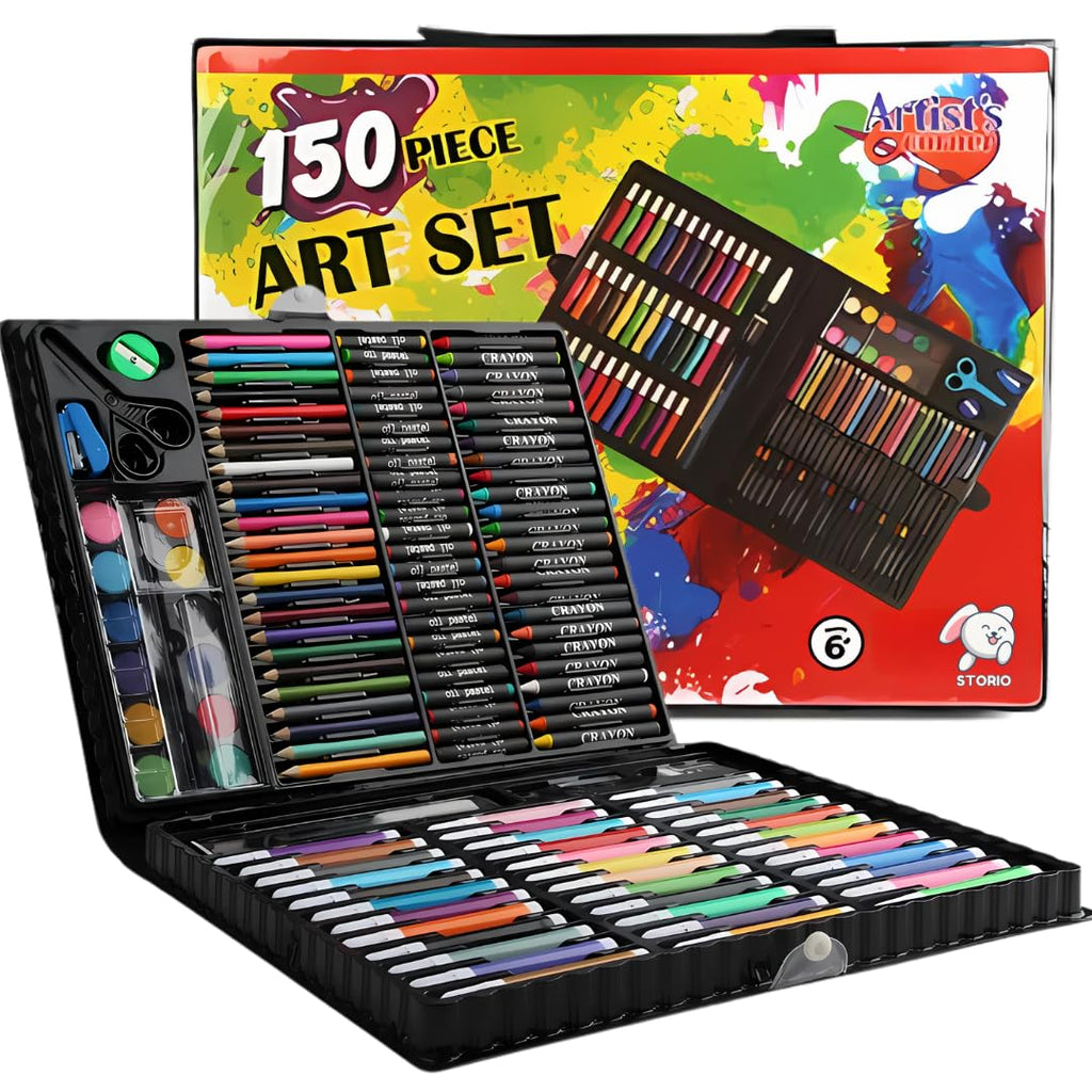 Kids 150-Piece Deluxe Art & Craft Set with Carrying Case – Complete Drawing & Painting Kit for Creative Exploration