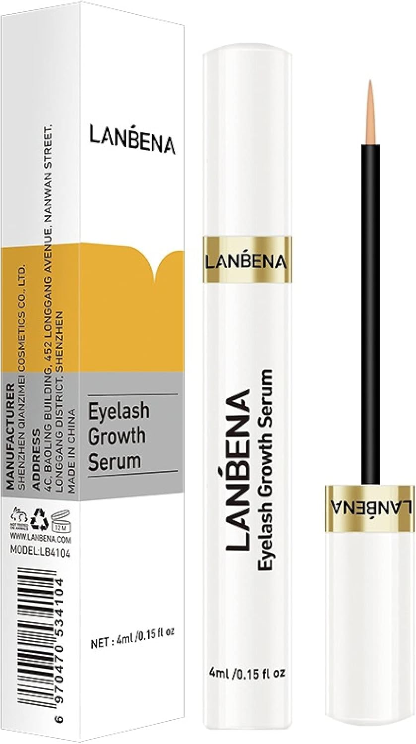 LANBENA Eyelash & Eyebrow Growth Serum – 4ml | Natural, Non-Irritating Formula for Longer, Fuller, and Thicker Lashes & Brows