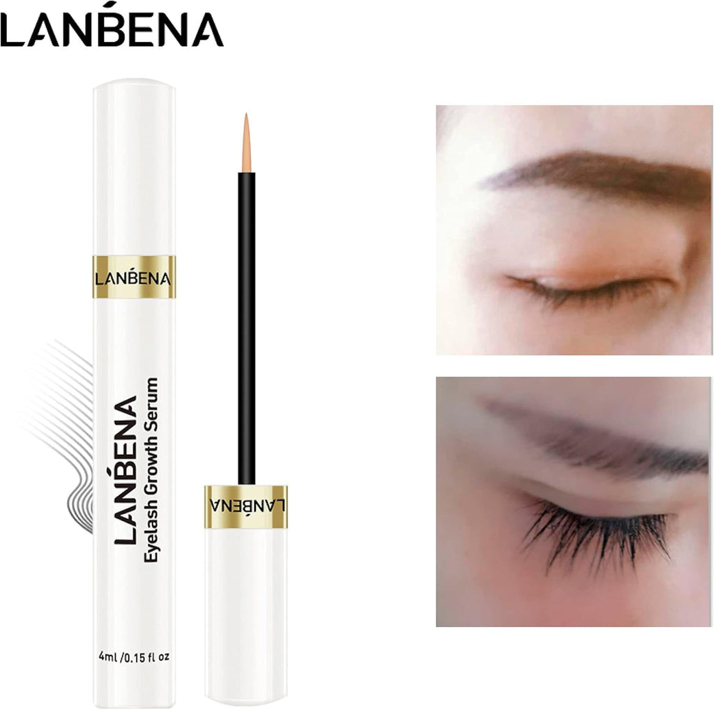 LANBENA Eyelash & Eyebrow Growth Serum – 4ml | Natural, Non-Irritating Formula for Longer, Fuller, and Thicker Lashes & Brows
