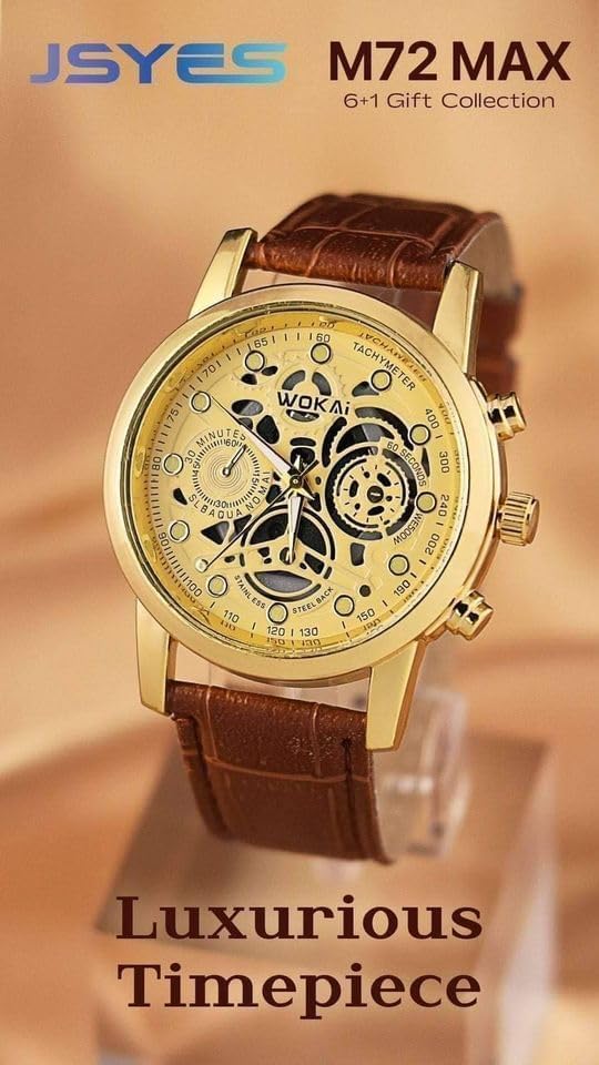 M72 Max Smartwatch with 2-Inch HD Display, Bluetooth Calling, Wireless Charging, and 6 Interchangeable Classic Watch Bands