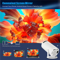 4K WiFi6 Bluetooth Portable Smart Projector with HDMI USB Inputs for Home Cinema & Streaming