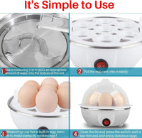 350W Electric Egg Boiler & Steamer – 7-Egg Capacity | Auto Shut-Off, Multi-Functional Cooker
