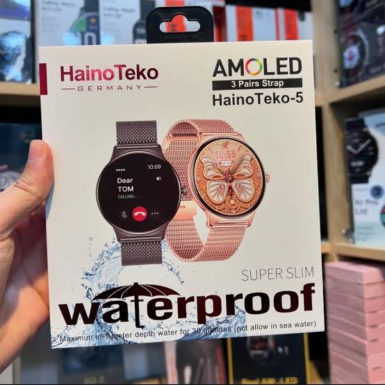 Haino Teko 5 Ultra-Slim Waterproof Smartwatch with AMOLED Display, Advanced Health Tracking, and Three Interchangeable Straps for Personalized Style