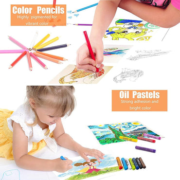Kids 150-Piece Deluxe Art & Craft Set with Carrying Case – Complete Drawing & Painting Kit for Creative Exploration