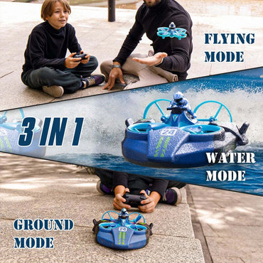3-in-1 Quadcopter Remote Control Drone – Air, Land & Water Mode | All-Terrain RC Stunt Drone for Kids & Beginners