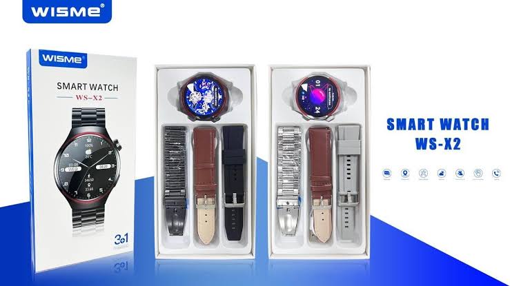 WISME WS-X2 Smartwatch with 1.7-Inch Touchscreen, Advanced Health Monitoring, and Three Interchangeable Straps for Personalized Style