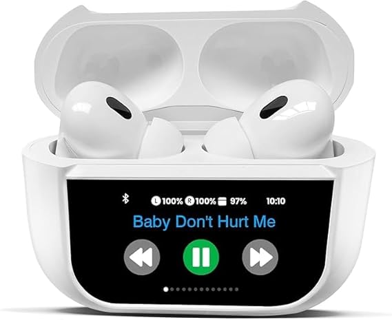 Wisme WT5 Touch-Control Bluetooth Earbuds with Smart Display, ANC, and 36-Hour Battery Life in Sleek AirPods-Inspired Design